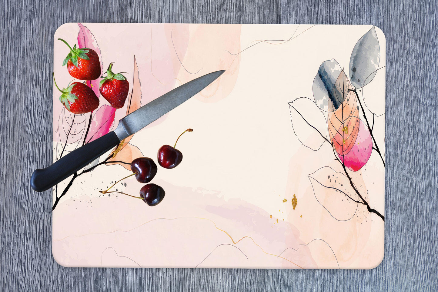 Leaves Design Glass Cutting Board