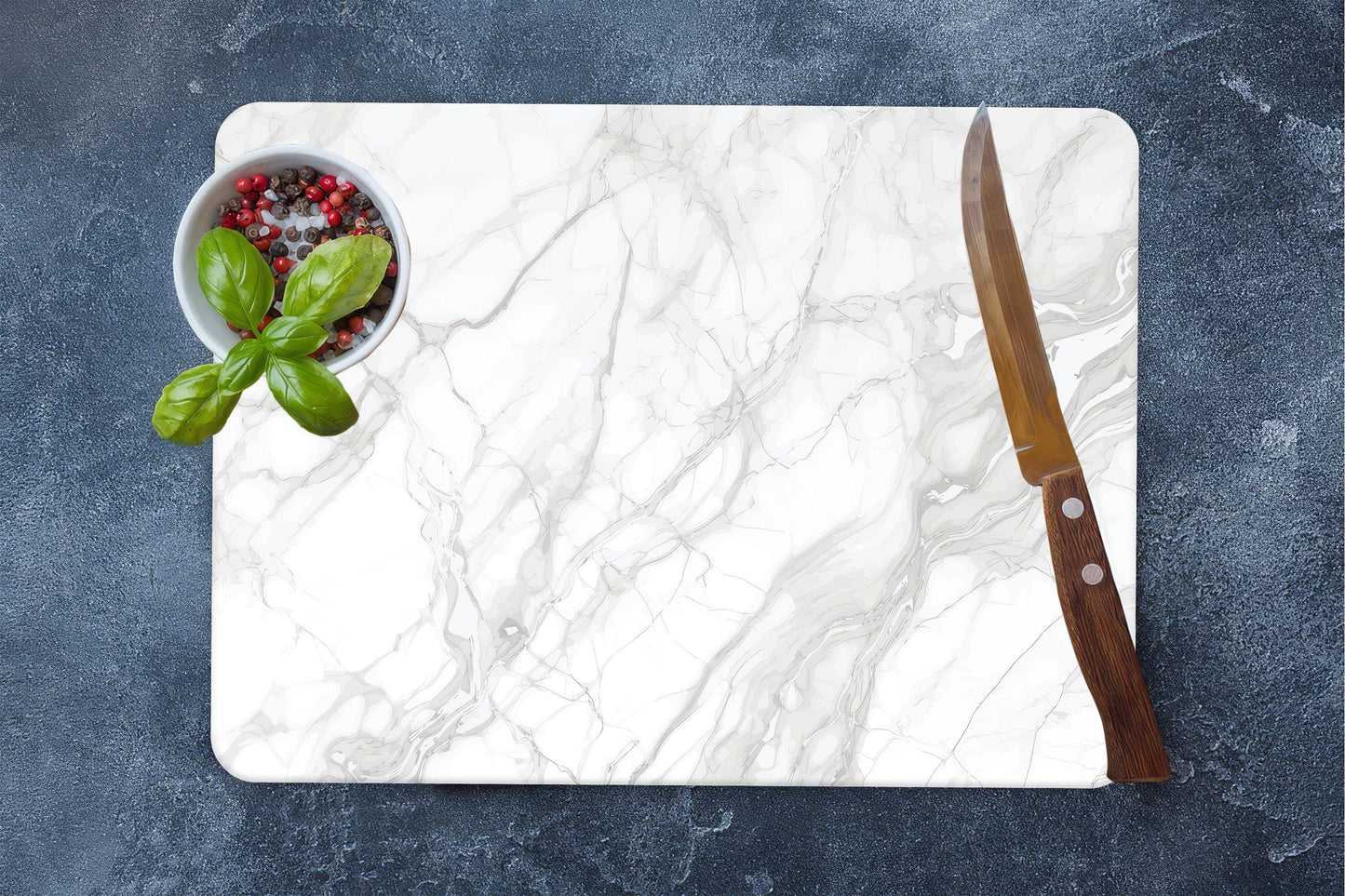 White Marble Tempered Glass Cutting Board: Modern Kitchen Decor