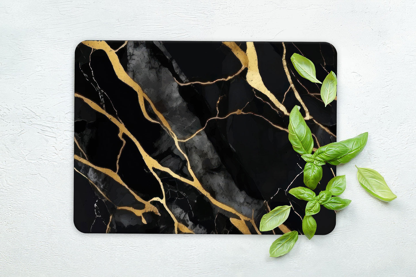 Black Marble Tempered Glass Cutting Board: Modern Kitchen Decor