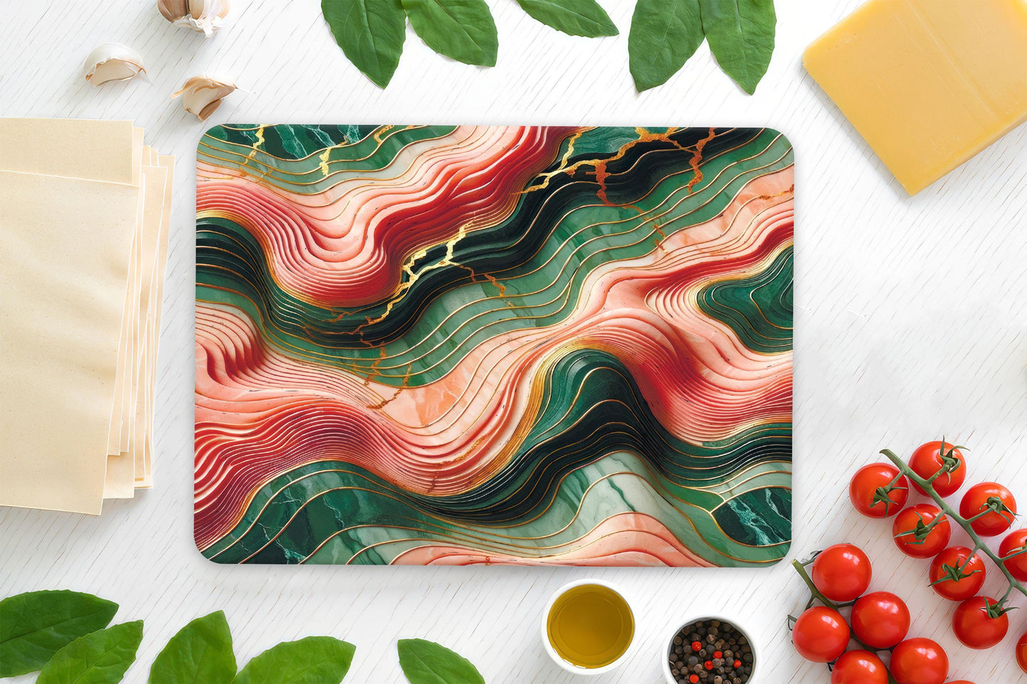 Red Marble Glass Cutting Board
