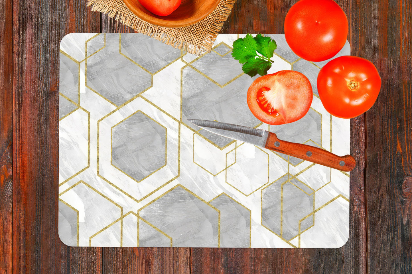 Marble Pattern Heat Resistant Glass Cutting Board