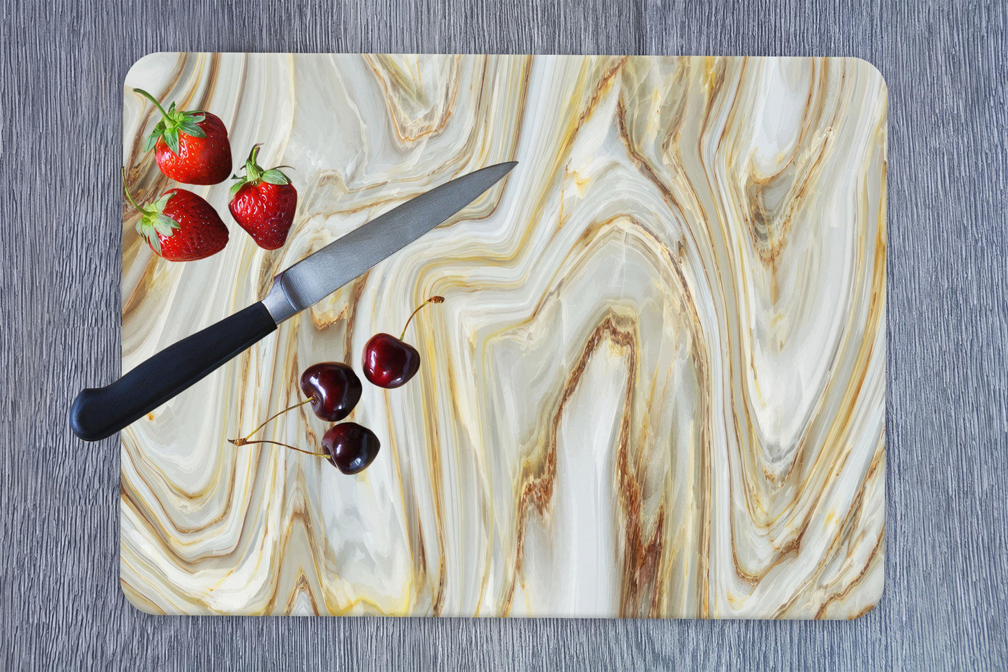Modern White Marble Tempered Glass Cutting Board for Kitchen Decor