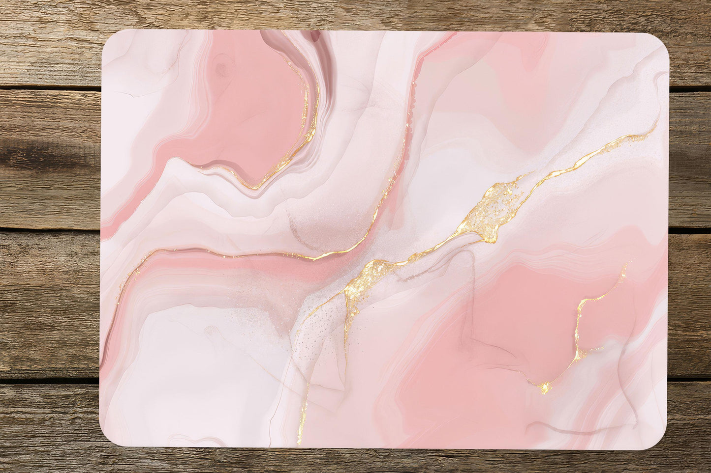 Pink Marble Gold Ink Glass Cutting Board