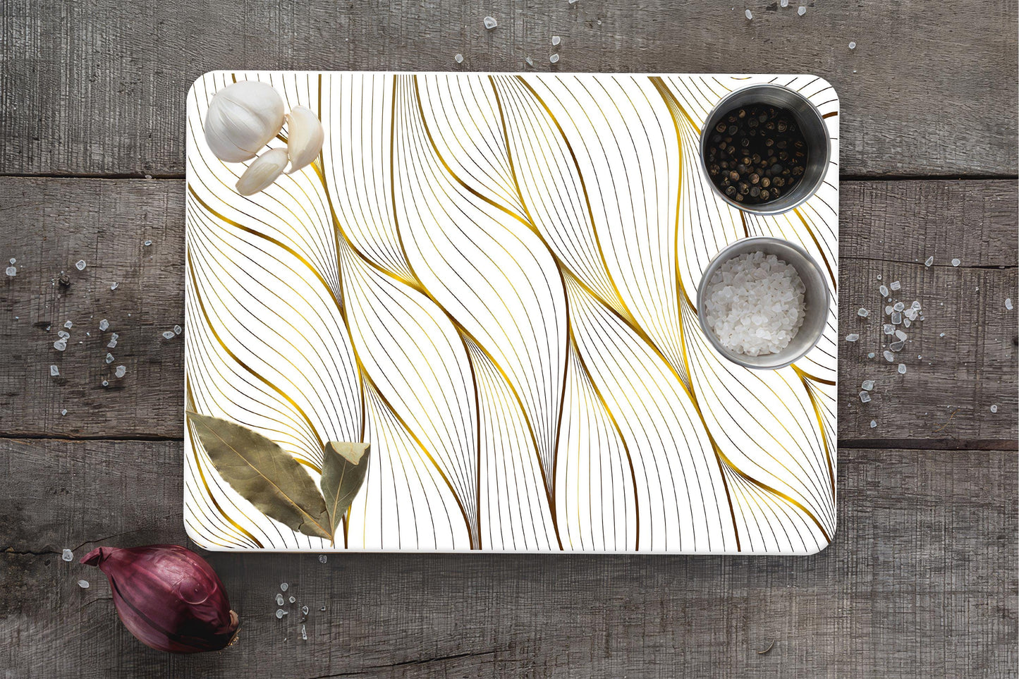 Gold Striped Glass Cutting Board