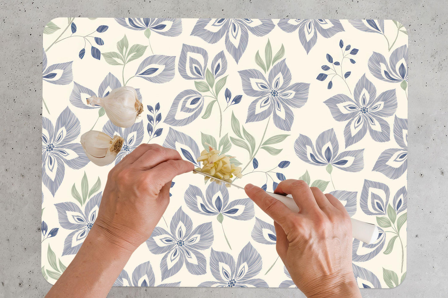 Blue Floral Glass Cutting Board