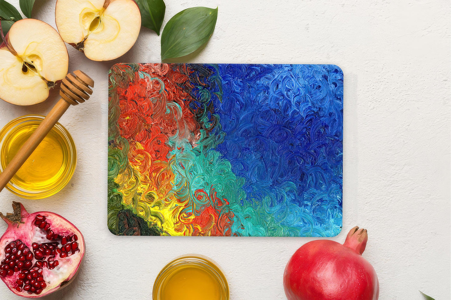 Abstract Tempered Glass Cutting Board: Vibrant Kitchen Decor