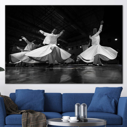 Islamic Whirling Dervish Canvas Print, Muslim Housewarming Wall Decor, Ramadan Eid Gift Art