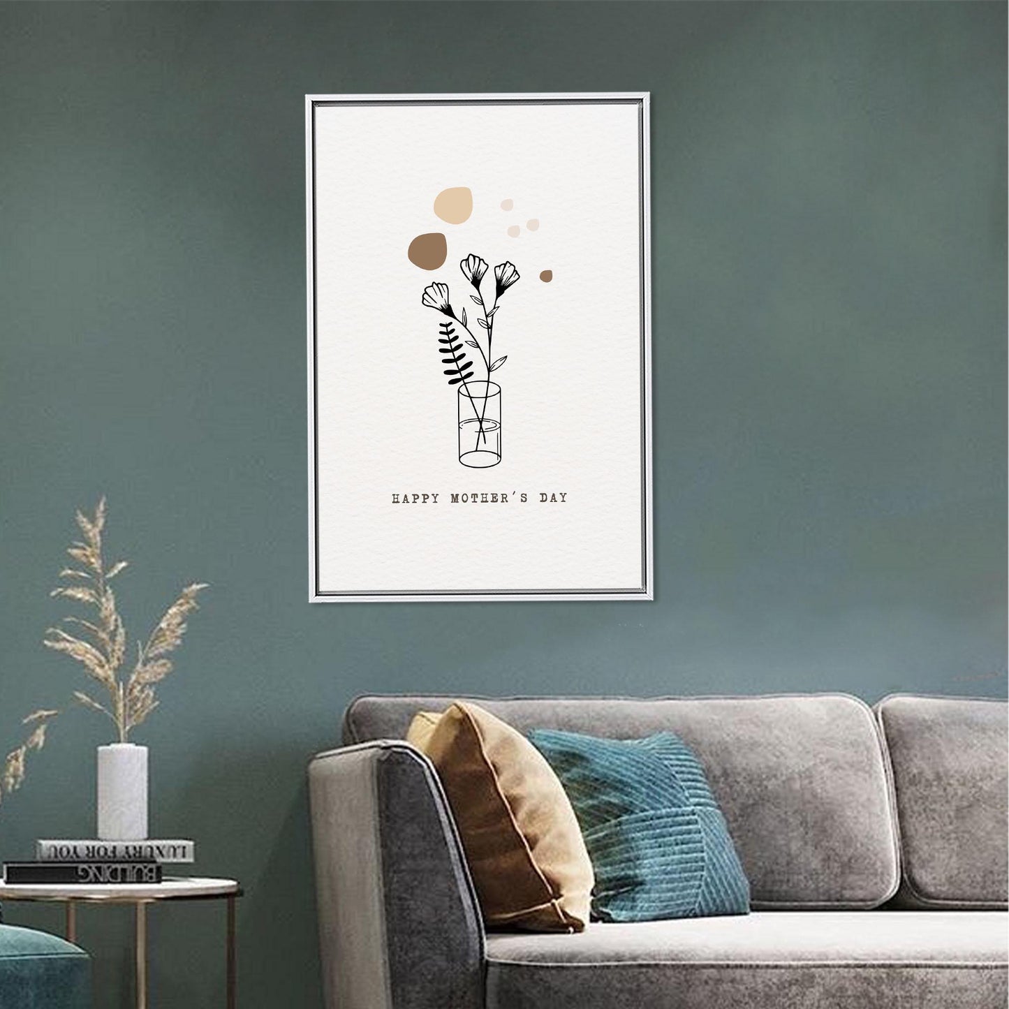 Minimal Floral Line Neutral Botanical Canvas Print