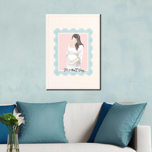 Vintage Canvas Print: Soft Watercolor Mothers Day Wall Art for Expecting Mom