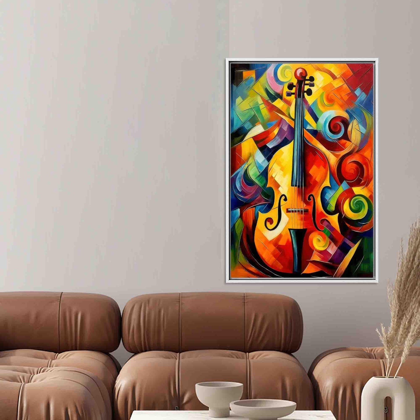Vibrant Abstract Cello 3D Music Canvas Print