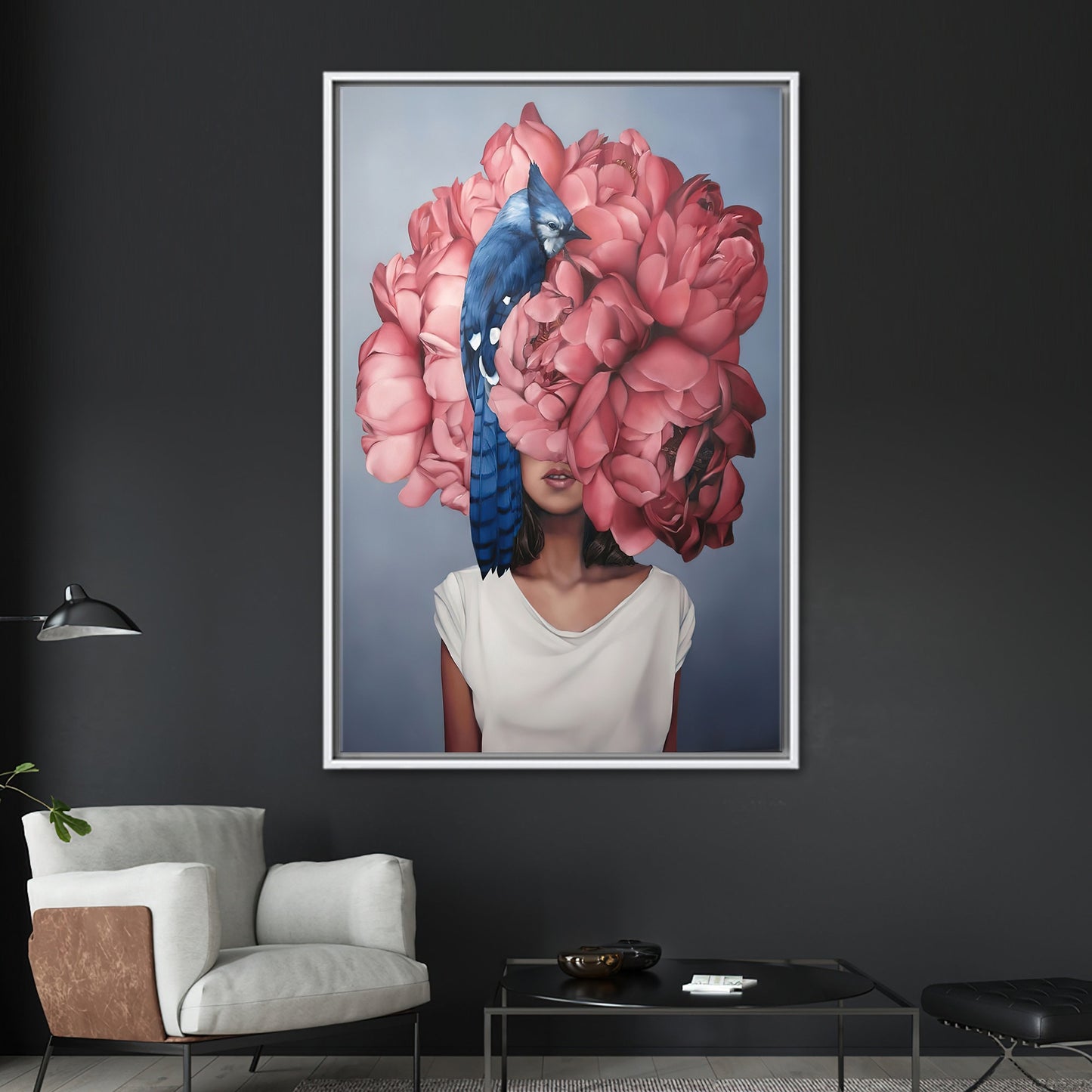 Pink Floral Woman Abstract Canvas Print