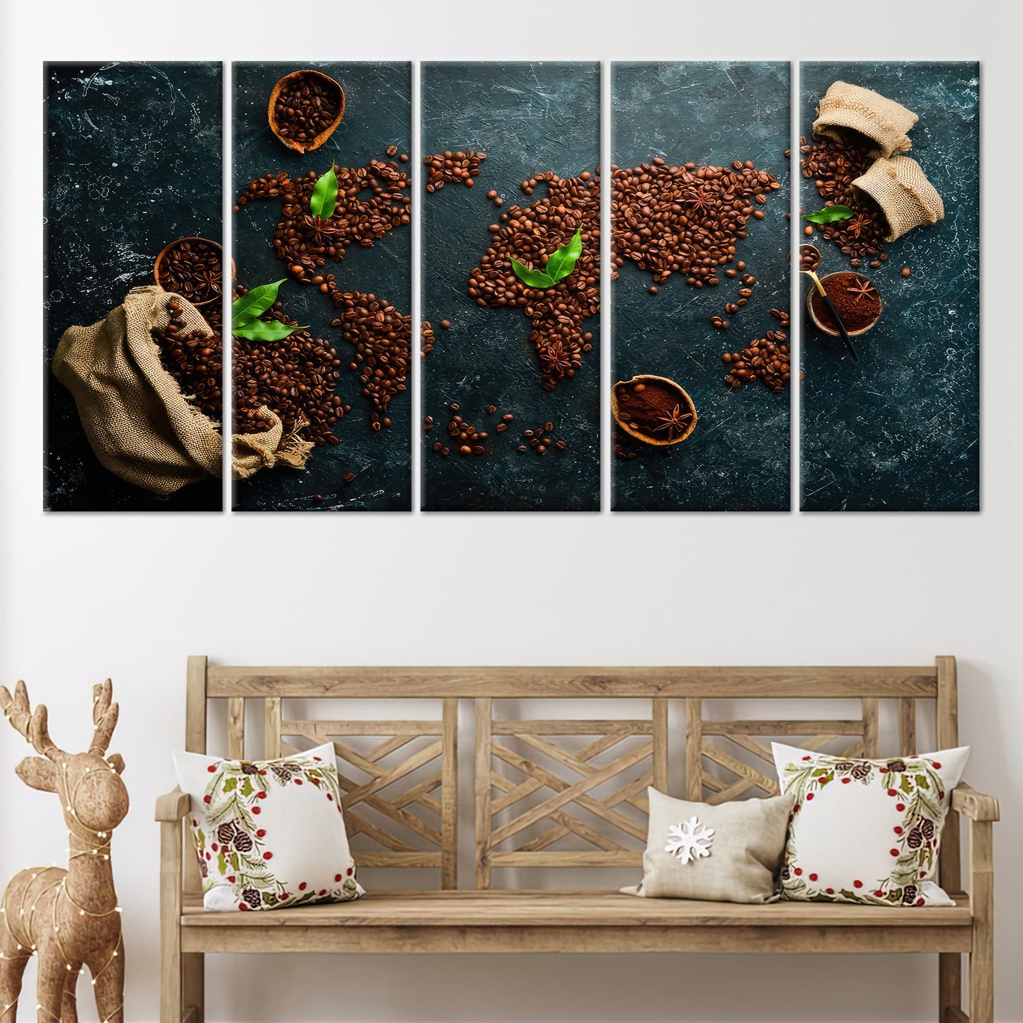 World Map Coffee Themed Canvas Print