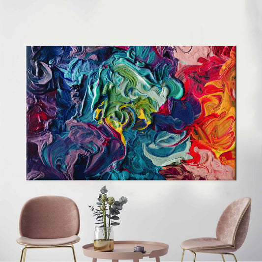 Modern Colorful Canvas Print - Abstract Oil Painting Wall Art for Contemporary Decor