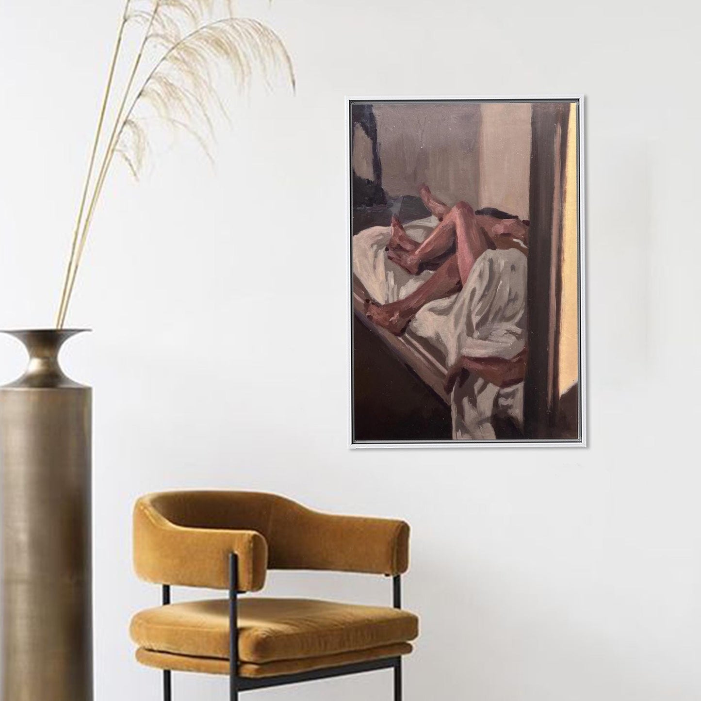 Embracing Kissing Couple Canvas Print - Nude Art Canvas, Personalized Gift for Dad, Large Wall Art