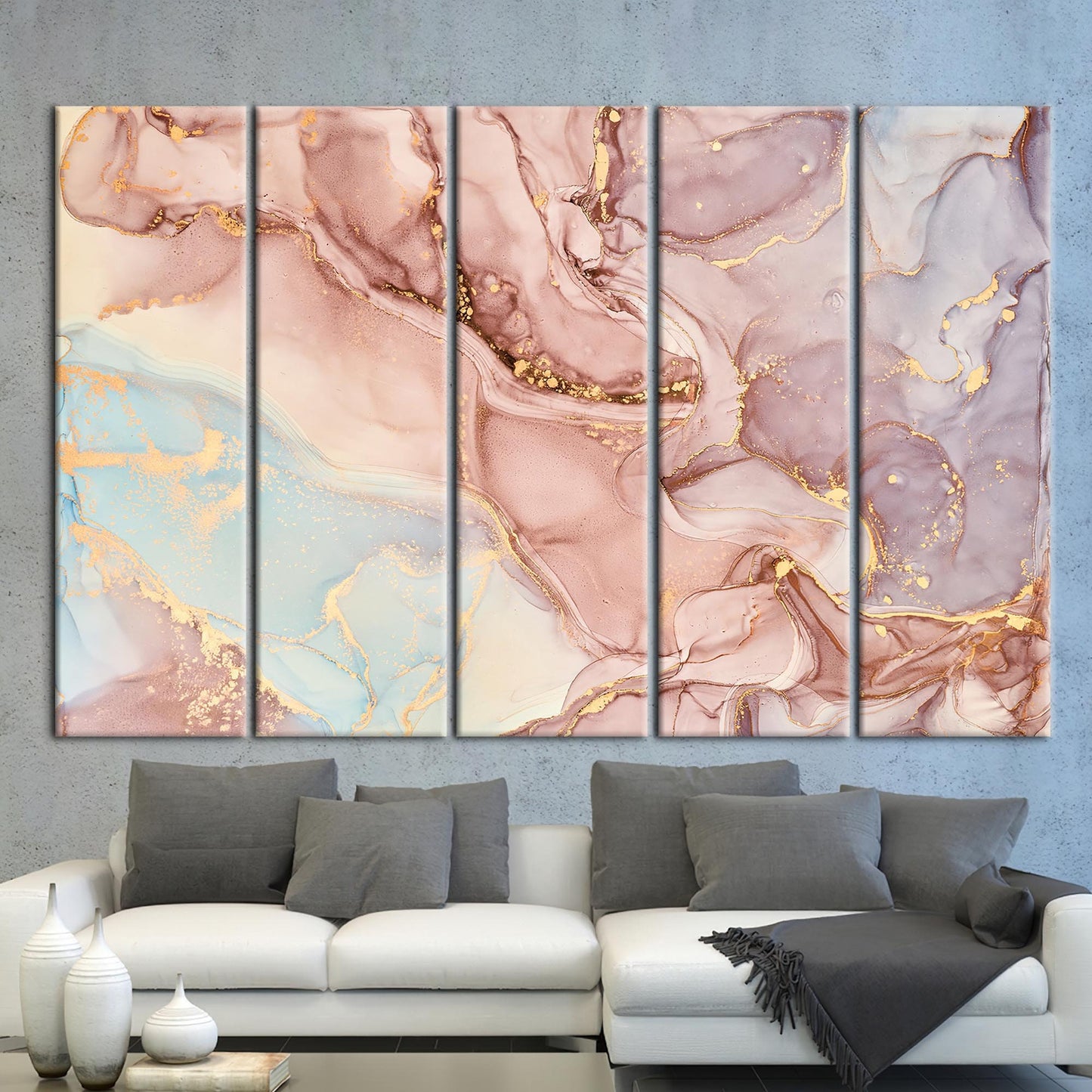 Alcohol Ink Marble Shimmery Tones Canvas Print