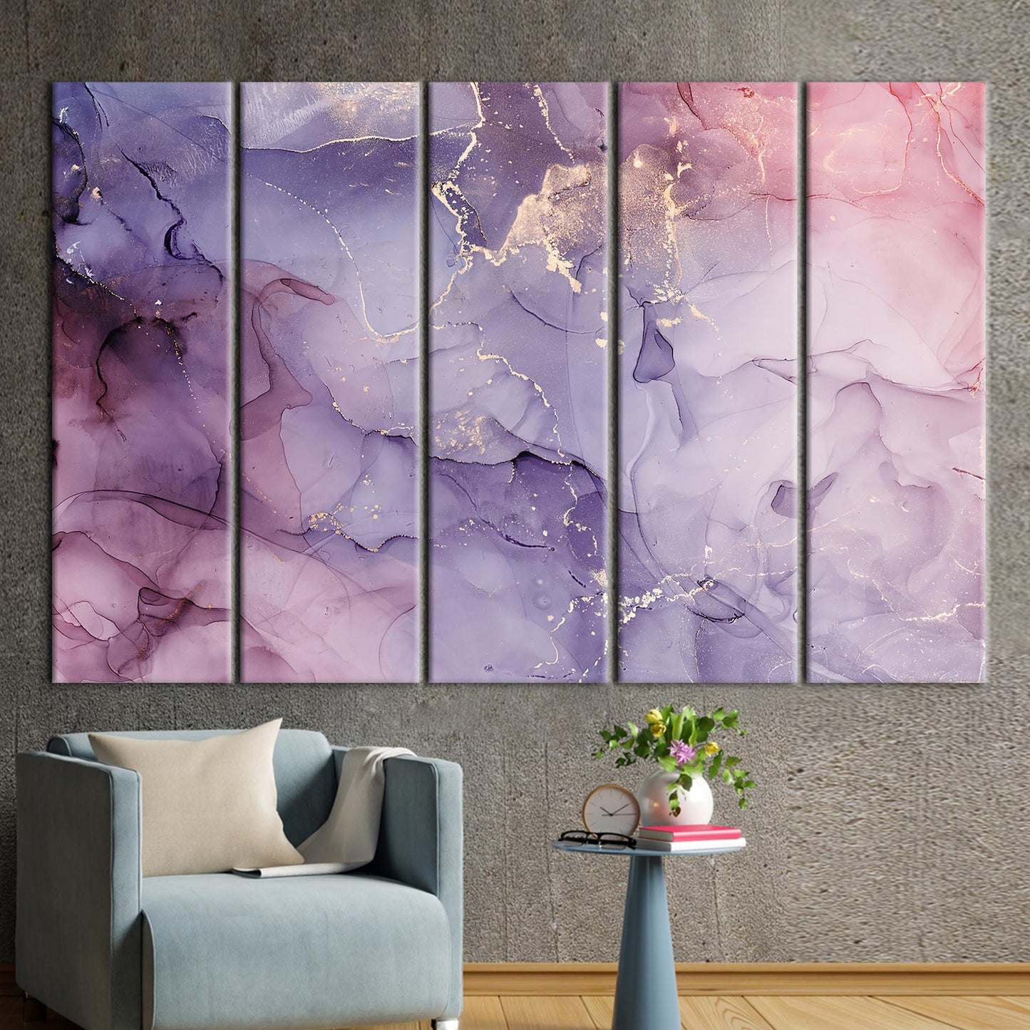 Purple and Pink Marble Abstract Canvas Print