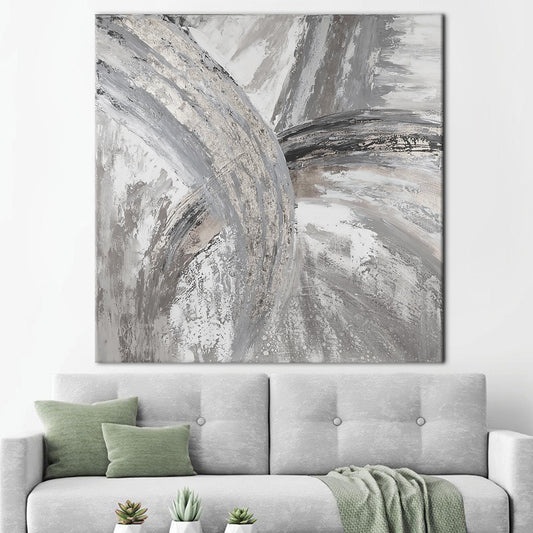 Gray Marble Artwork Canvas Print - Modern Abstract Silver Marble Wall Decor