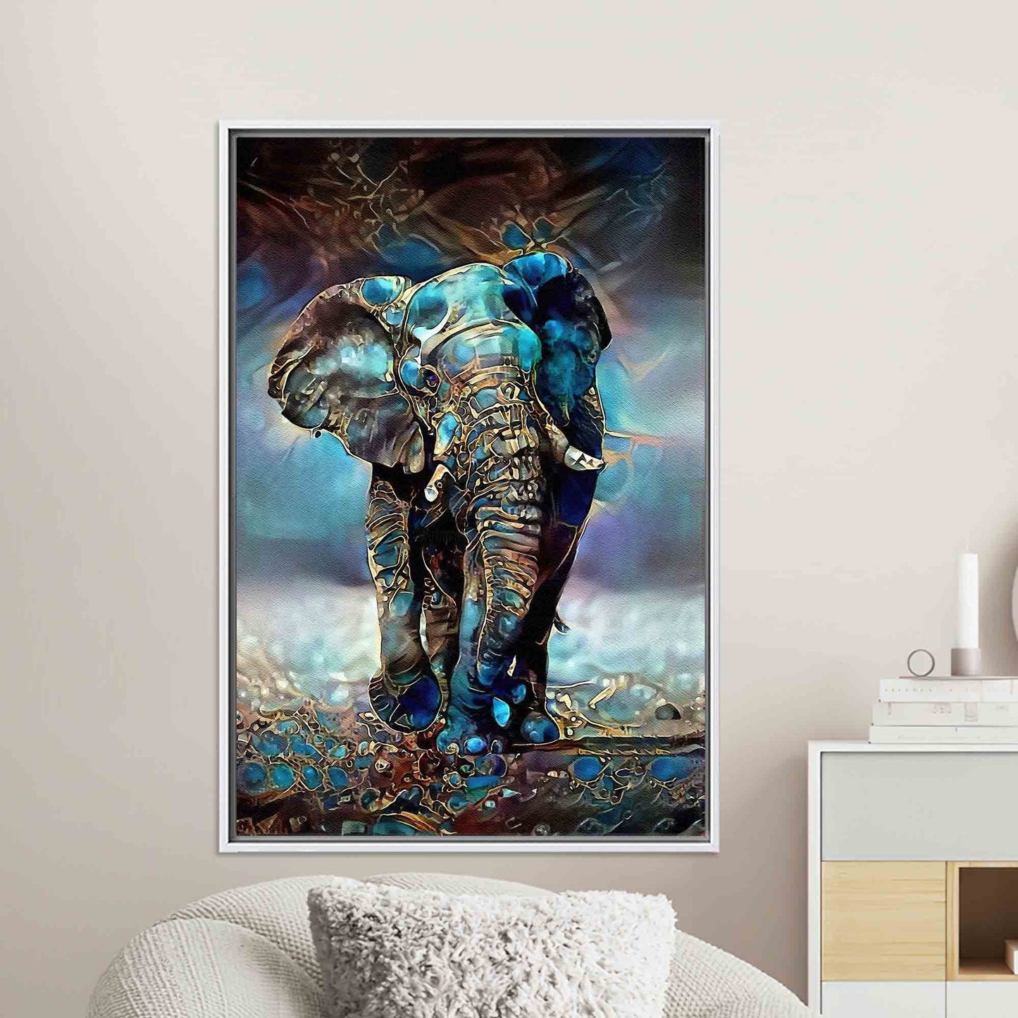 Blue Tones Elephant Canvas Print