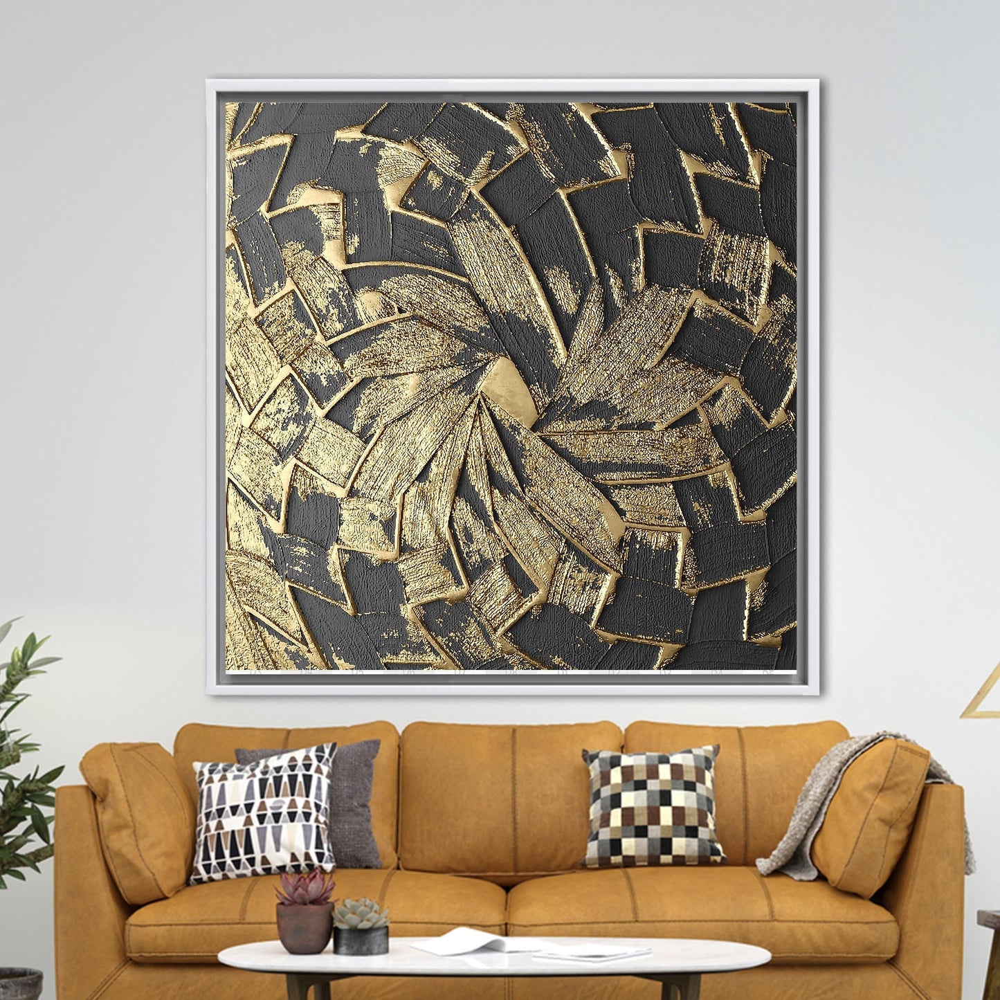 Black Blue and Gold Painting Canvas Print