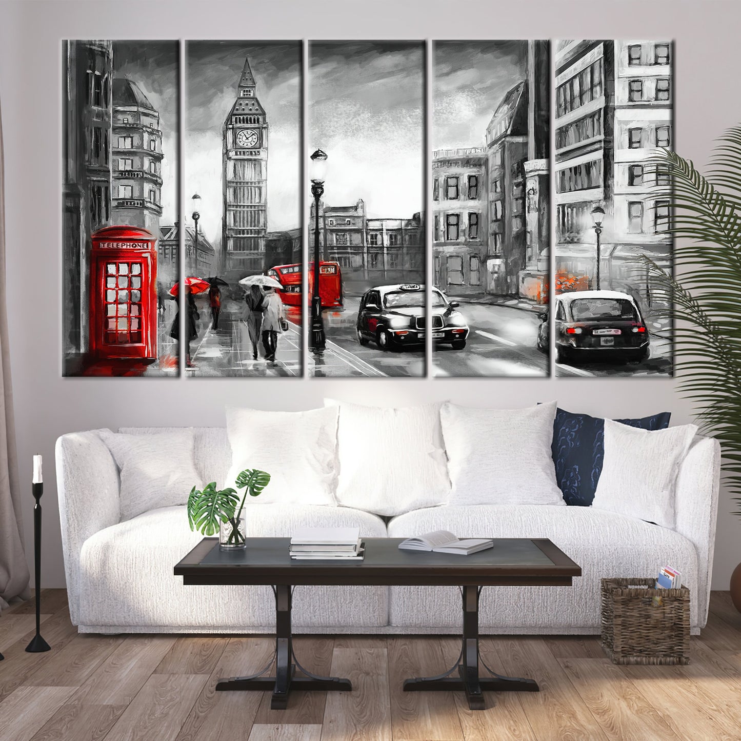 Red Cityscape Big Ben Canvas Print
