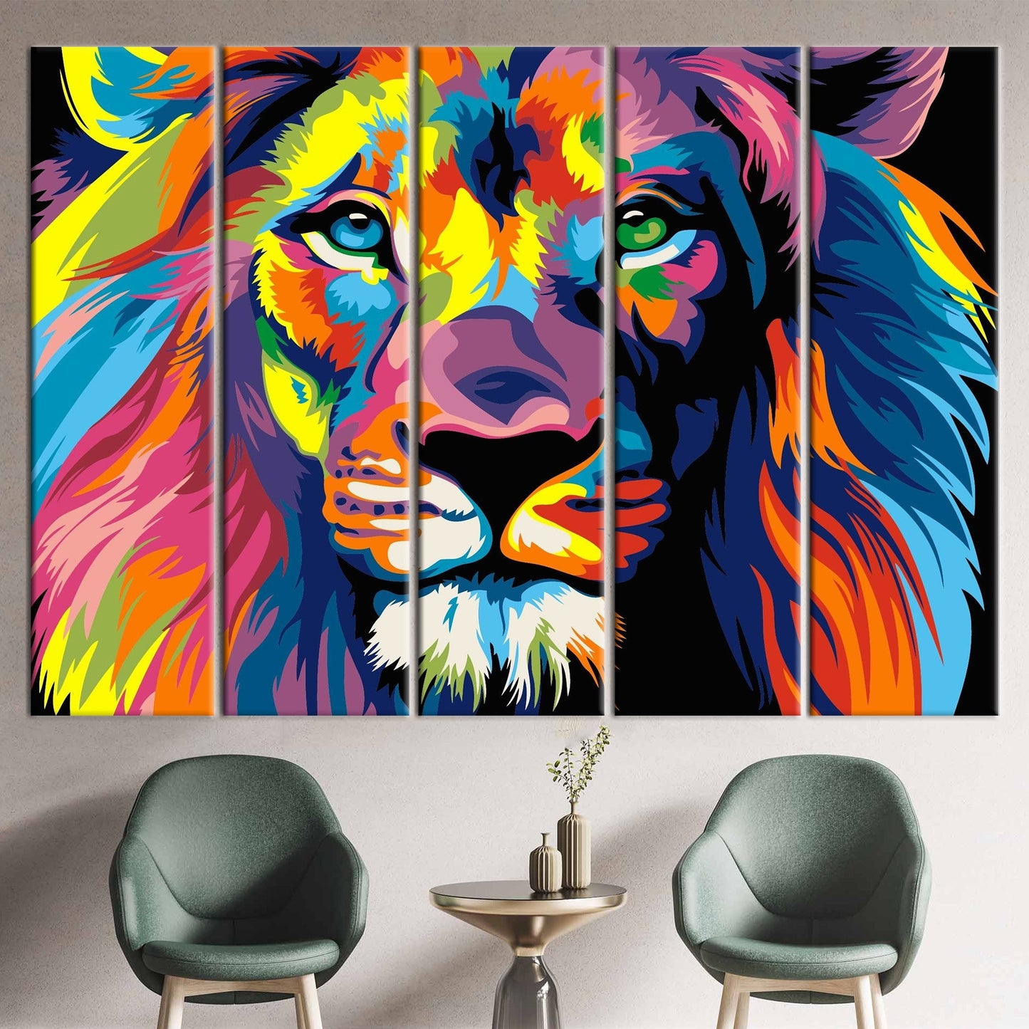 Colorful Lion Abstract Design Canvas Print