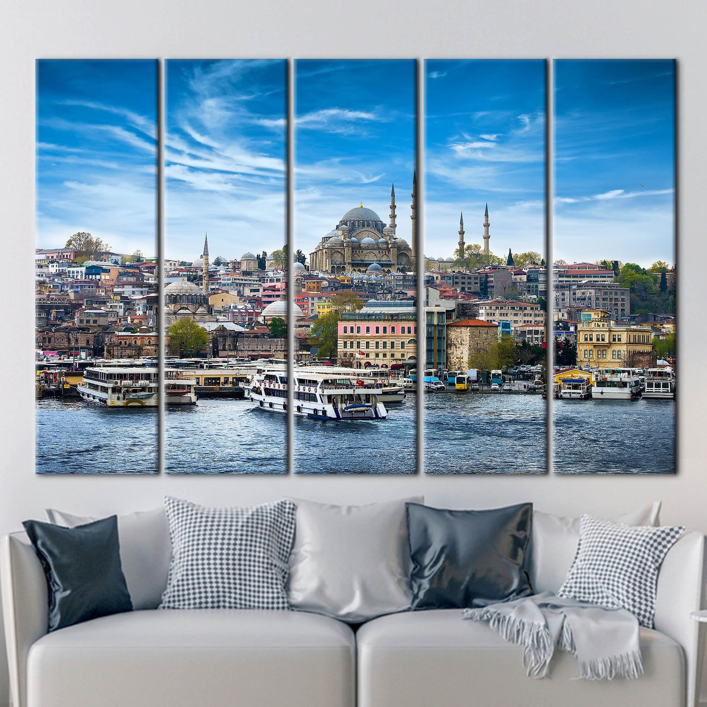 Istanbul Seascape Turkey Mosque Suleymaniye Canvas Print