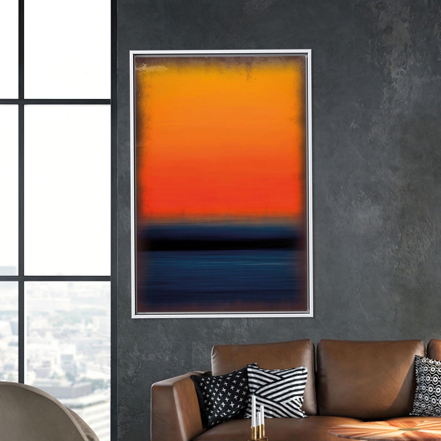 Blue Sunset Horizon Bold Orange Canvas Print