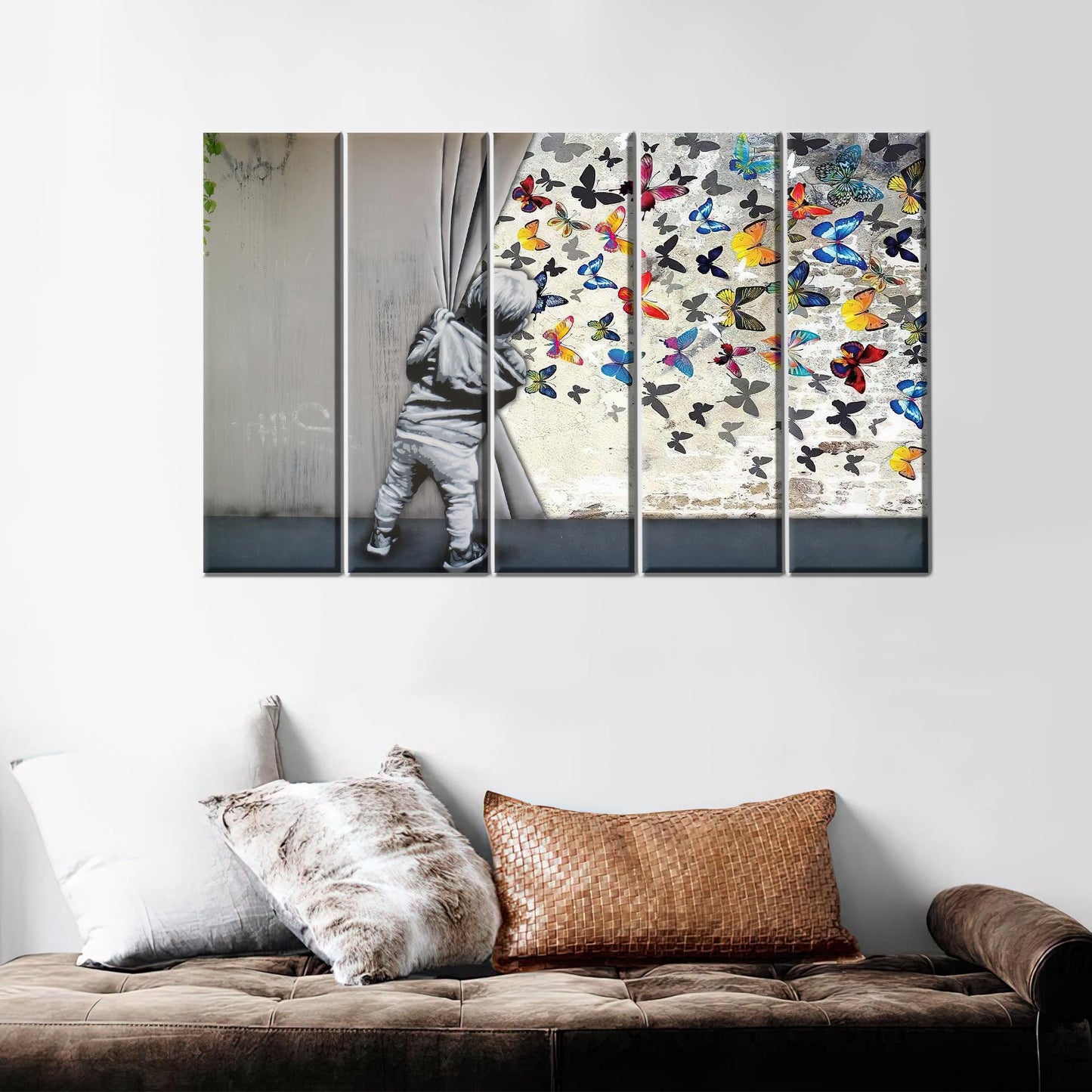 Banksy Butterfly Vibrant Graffiti 3D Canvas Print