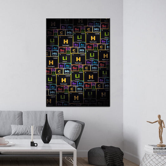 Modern Periodic Table Canvas Art, Chemical Canvas Wall Hanging, Unique Couple Gift