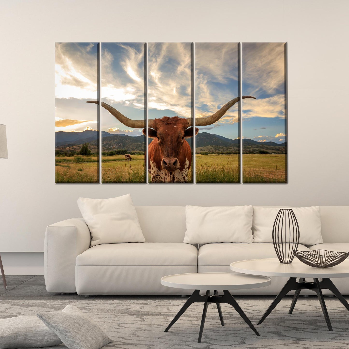Longhorn Cow Handmade Farm 3D Canvas Print