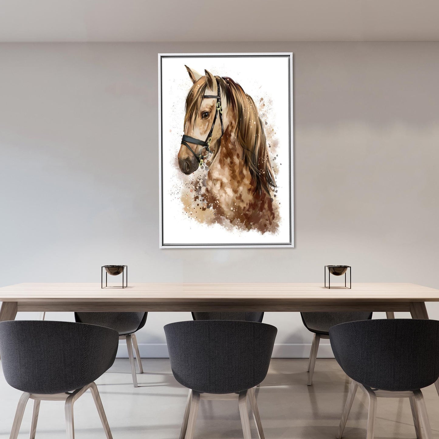 Brown Horse Art Canvas Print, Personalized Baby Boy Gift, Coastal Animal Wall Art, Office Decor