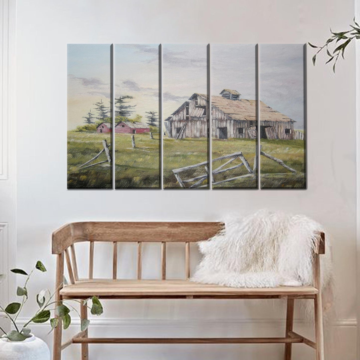 Boho Farm Landscape Canvas Print