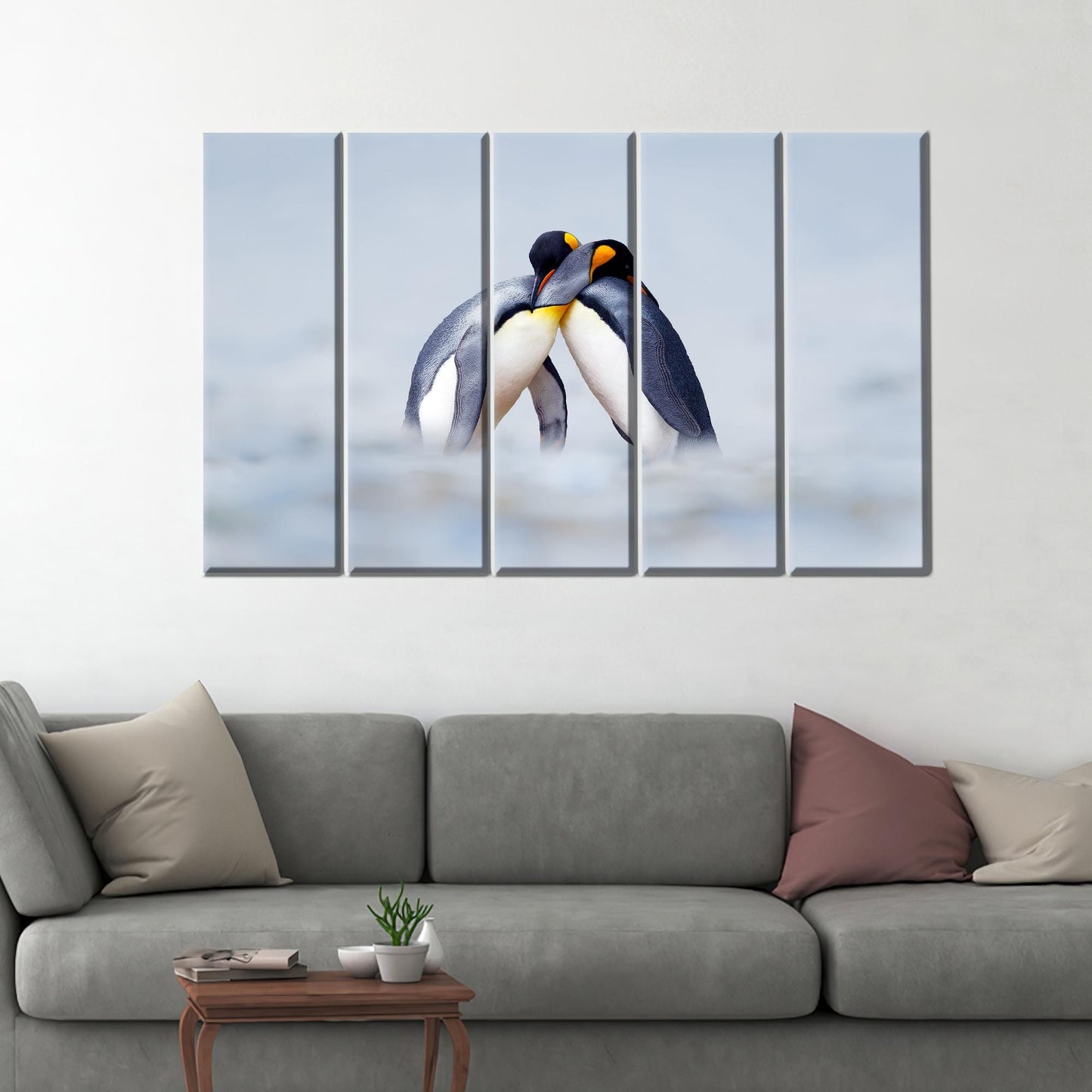 Cuddling Penguins Snow Penguin Canvas Print