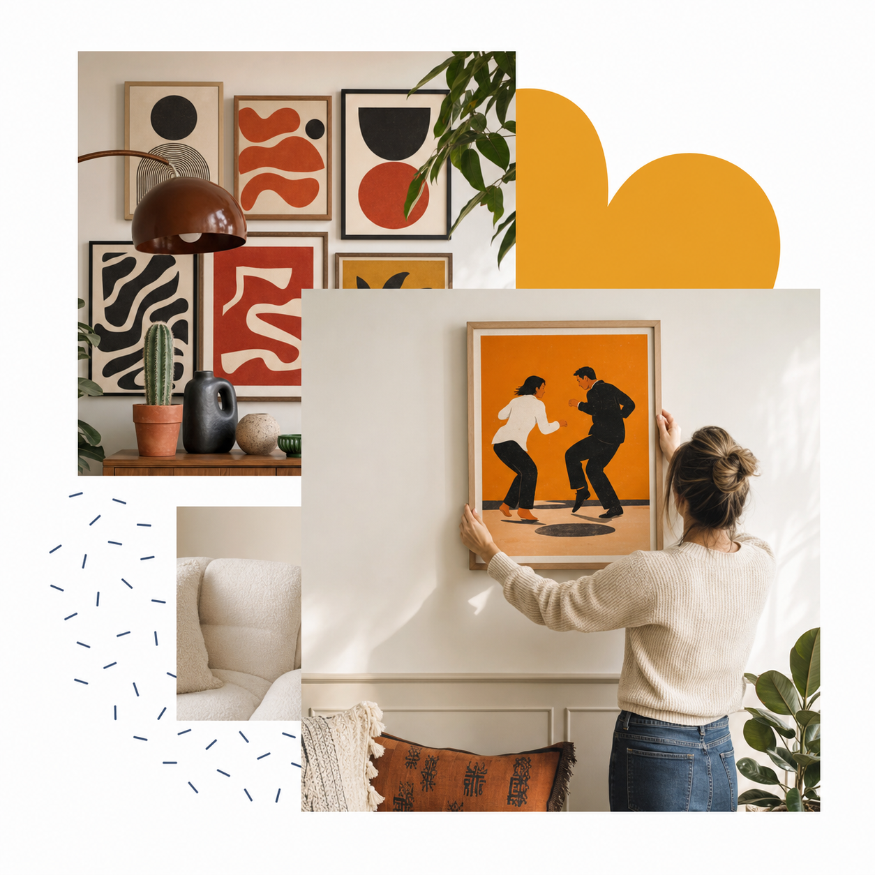 WallTheArt galeri duvarı oluşturma kolajı