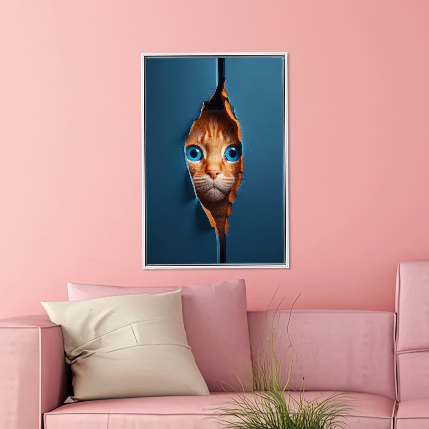 Modern Cat Art Canvas Print - Cute Cat Poster for Home Decor, Personalized Gift for Him, Christmas