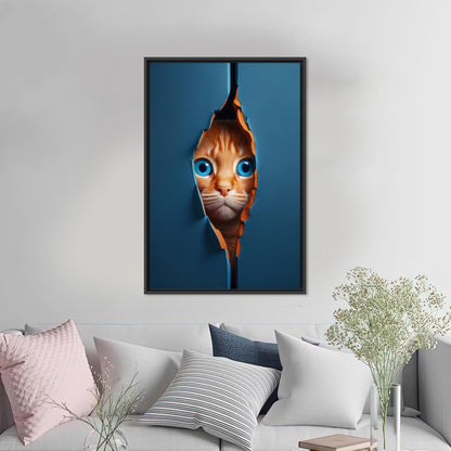 Modern Cat Art Canvas Print - Cute Cat Poster for Home Decor, Personalized Gift for Him, Christmas