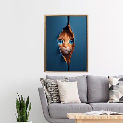 Modern Cat Art Canvas Print - Cute Cat Poster for Home Decor, Personalized Gift for Him, Christmas
