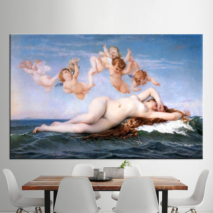Birth Venus Sea and Angels Canvas Print