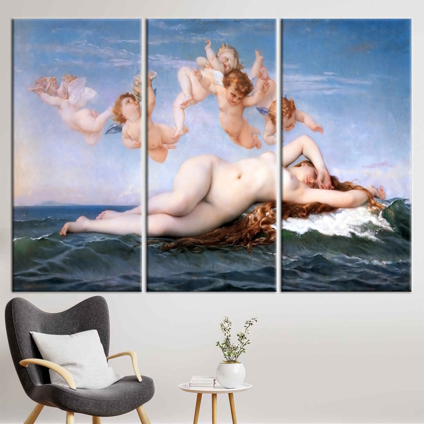 Birth Venus Sea and Angels Canvas Print