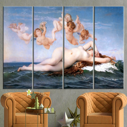 Birth Venus Sea and Angels Canvas Print