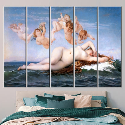 Birth Venus Sea and Angels Canvas Print