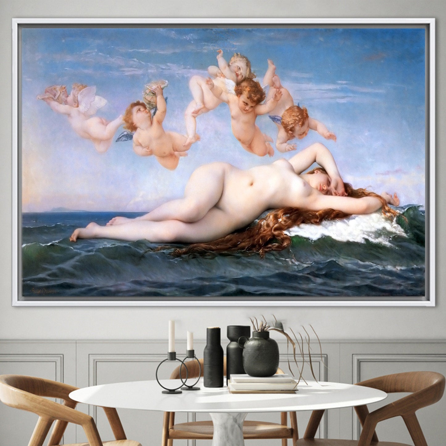 Birth Venus Sea and Angels Canvas Print