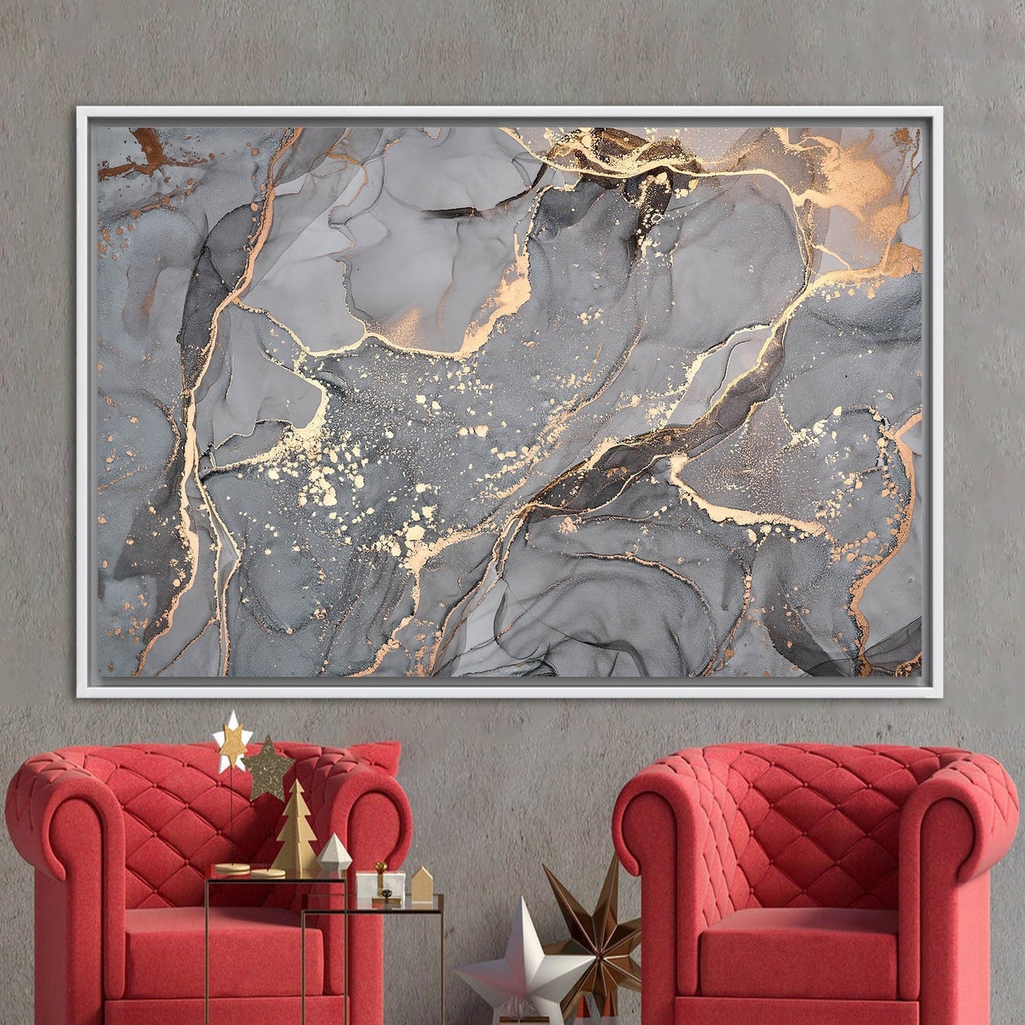 Gray and Gold Marble Alcohol Canvas Print