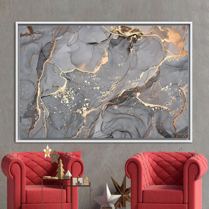 Gray and Gold Marble Alcohol Canvas Print
