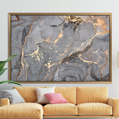 Gray and Gold Marble Alcohol Canvas Print