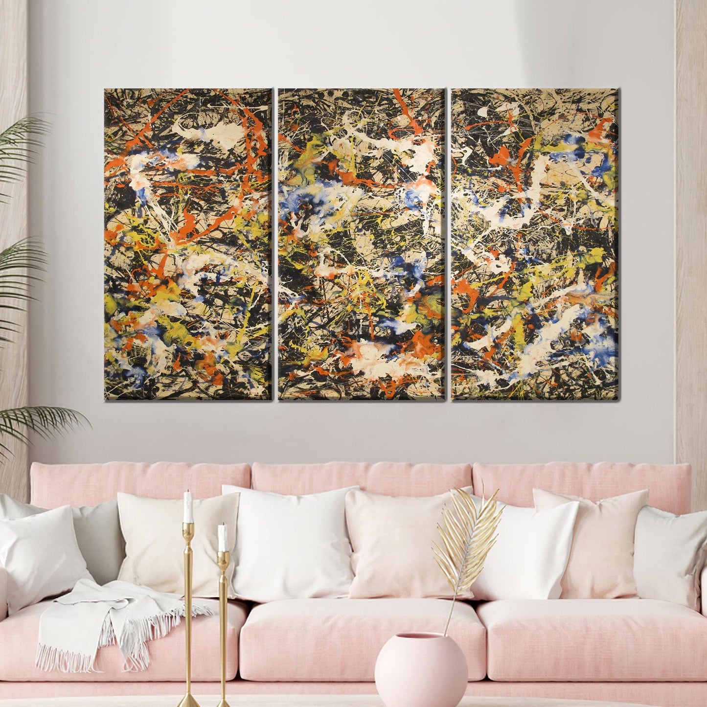 Jackson Pollock Style Colorful Abstract Canvas Print