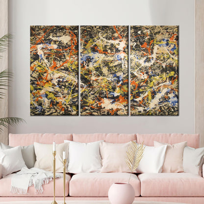 Jackson Pollock Style Colorful Abstract Canvas Print