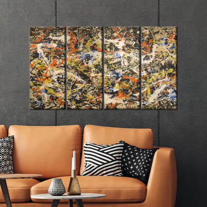 Jackson Pollock Style Colorful Abstract Canvas Print
