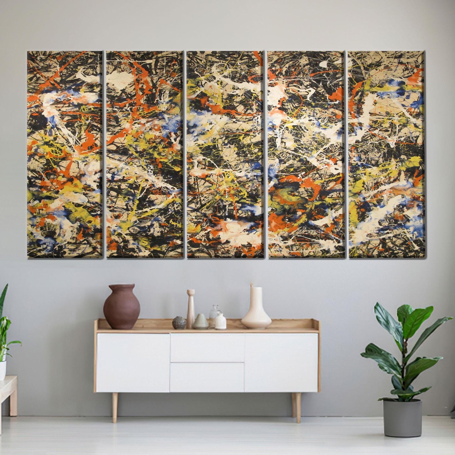 Jackson Pollock Style Colorful Abstract Canvas Print