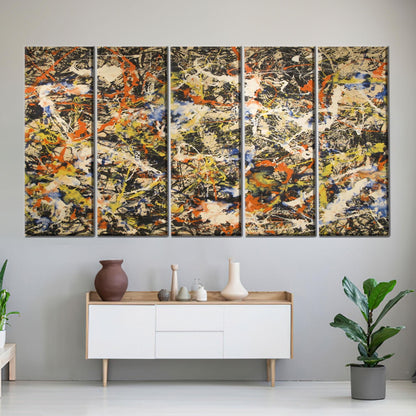 Jackson Pollock Style Colorful Abstract Canvas Print